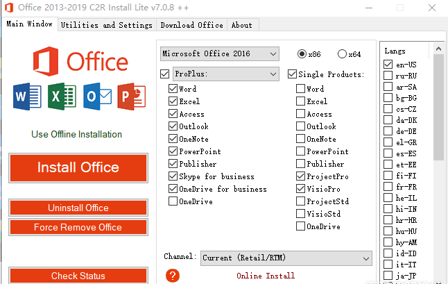 Office部署工具----Office 2013-2019 C2R Install 7.0.8 正式版+单文件版-第2张图片-D42资源网