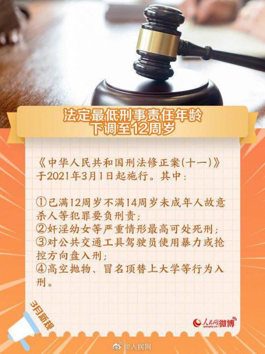 明天起 最低刑责年龄下调至12周岁-D42资源网