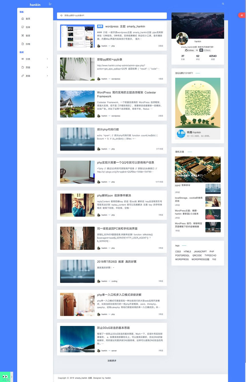 WordPress主题 Hankin v2.0.1博客主题模板-D42资源网