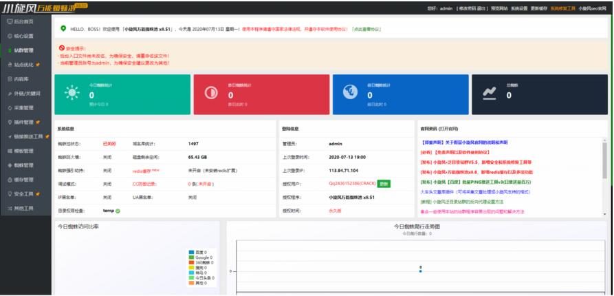 小旋风蜘蛛池站群X8.51无限制开心无域名授权破解版+自带30套模板-D42资源网