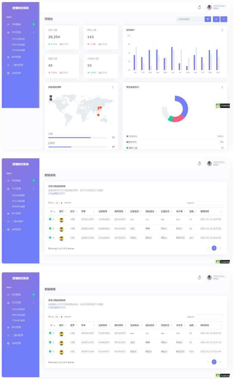 校园疫情防控进出登记thinkphp管理系统源码-D42资源网