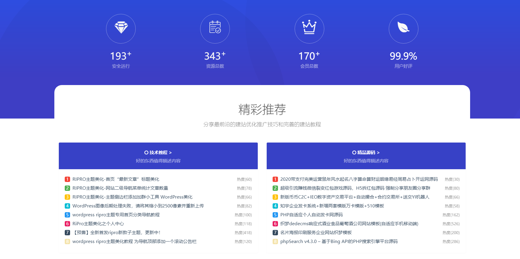 RIPRO主题美化-首页底部纯标题文章展示模块+网站统计模块美化 WordPress主题美化-D42资源网