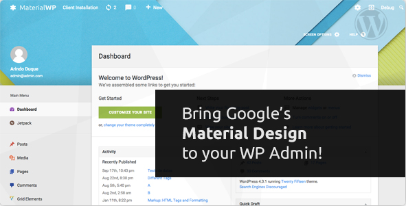 WordPress插件-Material WP V0.0.52汉化版已更新-倾尘SEO 更改WordPress管理界面 Material Design RTL支持-D42资源网