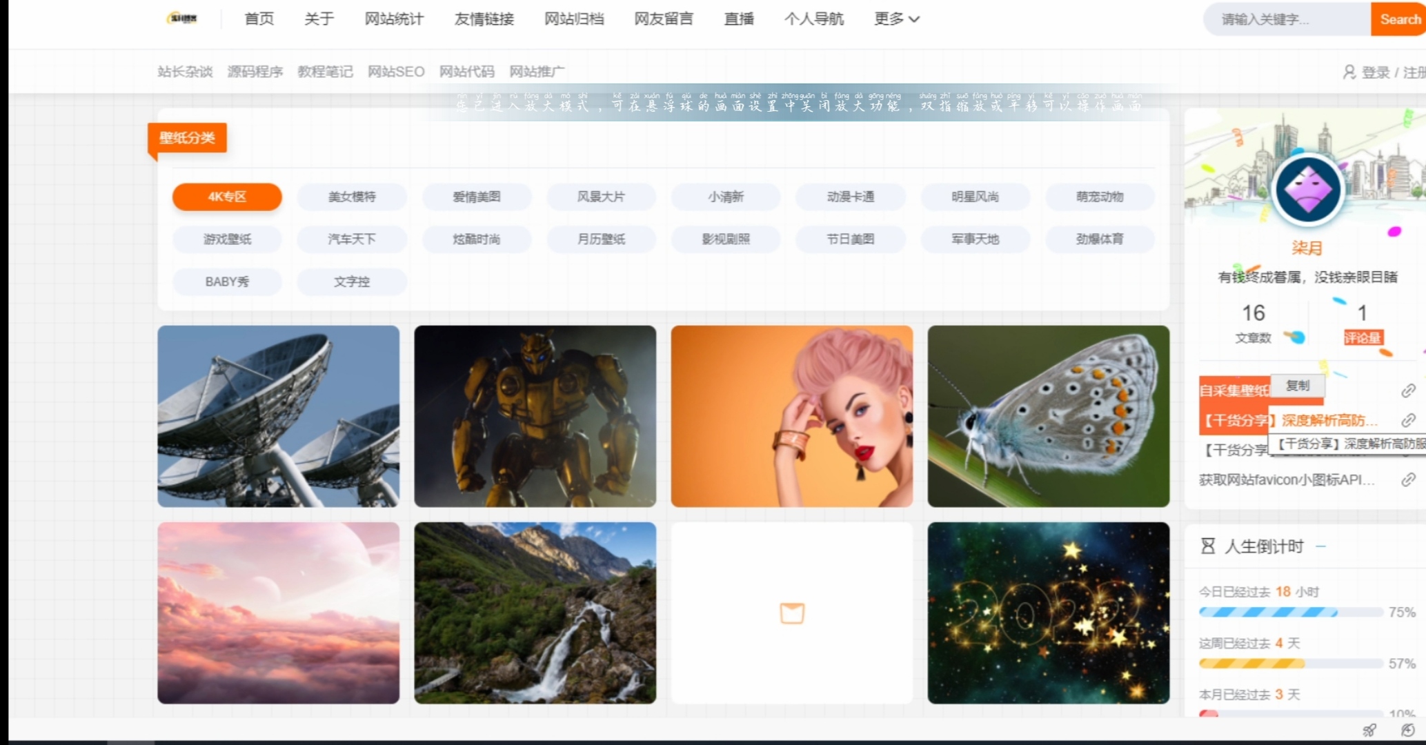自采集壁纸网页源码-D42资源网