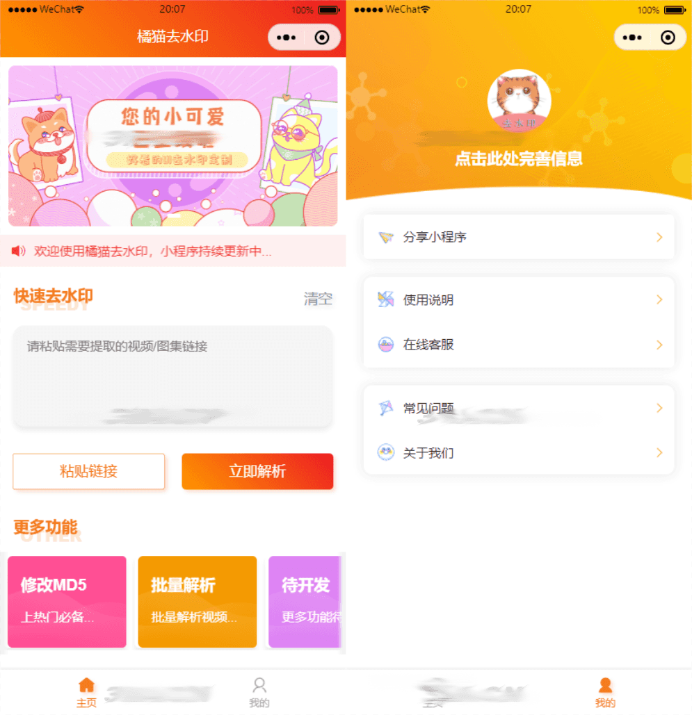 D1027 橘猫自定义接口PHP后端去水印小程序源码带部署教程pdf-D42资源网